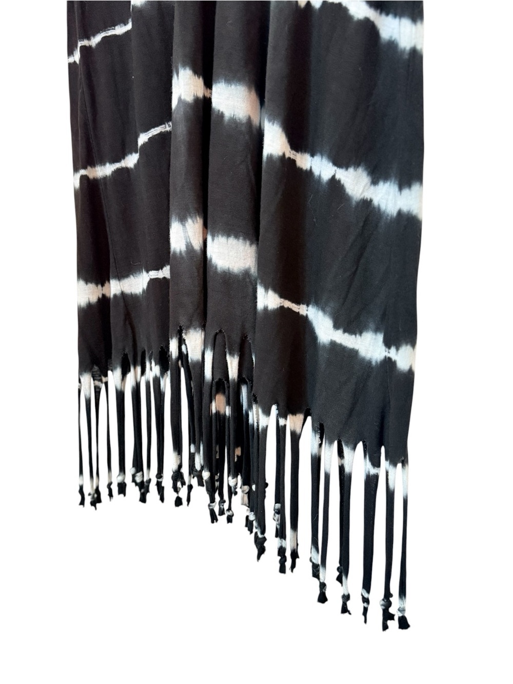 Raviya Black White Tie Dye Fringe Tank Dress Coverup Size Large - Picture 4 of 8